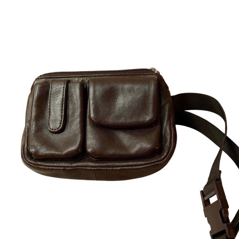 Pelle Studio Wilson Leather Waist Bag Women Small Brown Utility Multi Pocket